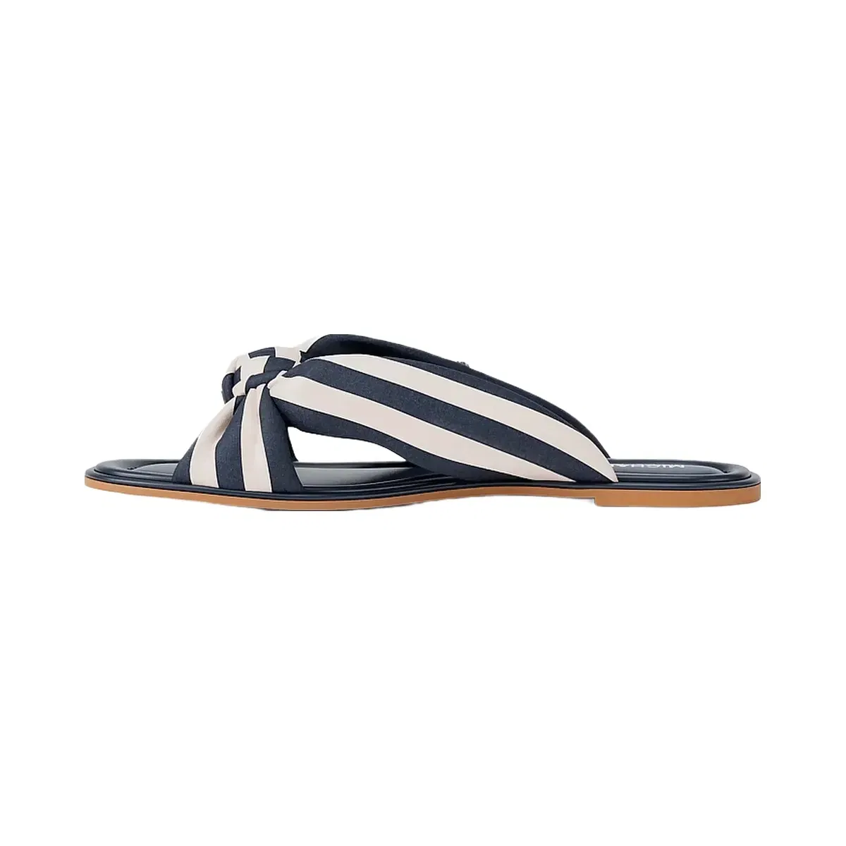 Michael Kors Elena Striped Linen Blend Slide Sandal Navy