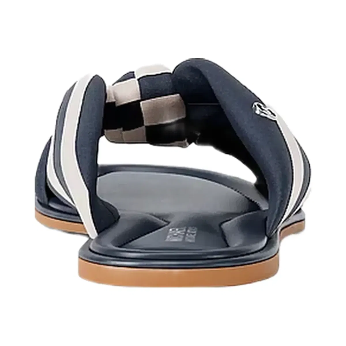 Michael Kors Elena Striped Linen Blend Slide Sandal Navy