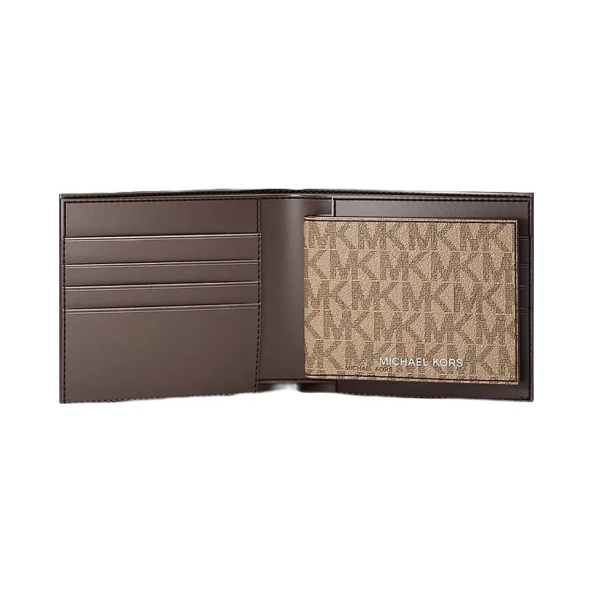 Michael Kors Cooper Logo Billfold Wallet With Passcase Camel