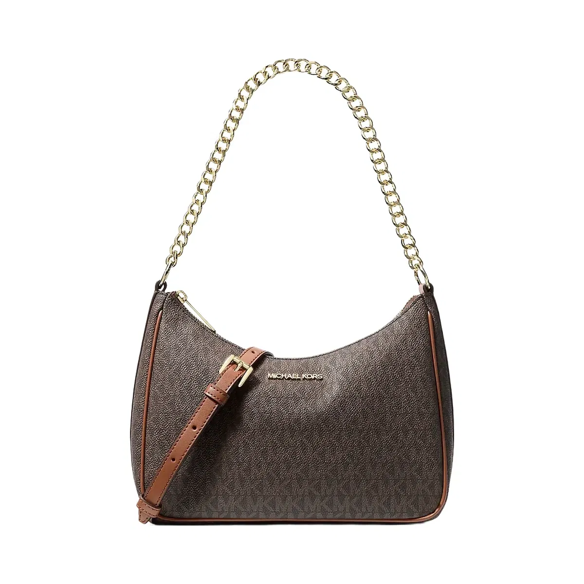 Michael Kors Jet Set Travel Large Signature Logo Convertible Crossbody Bag Brown