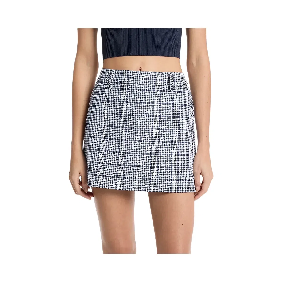 Michael Kors Plaid Stretch Crepe Trouser Mini Skirt Midnightblue