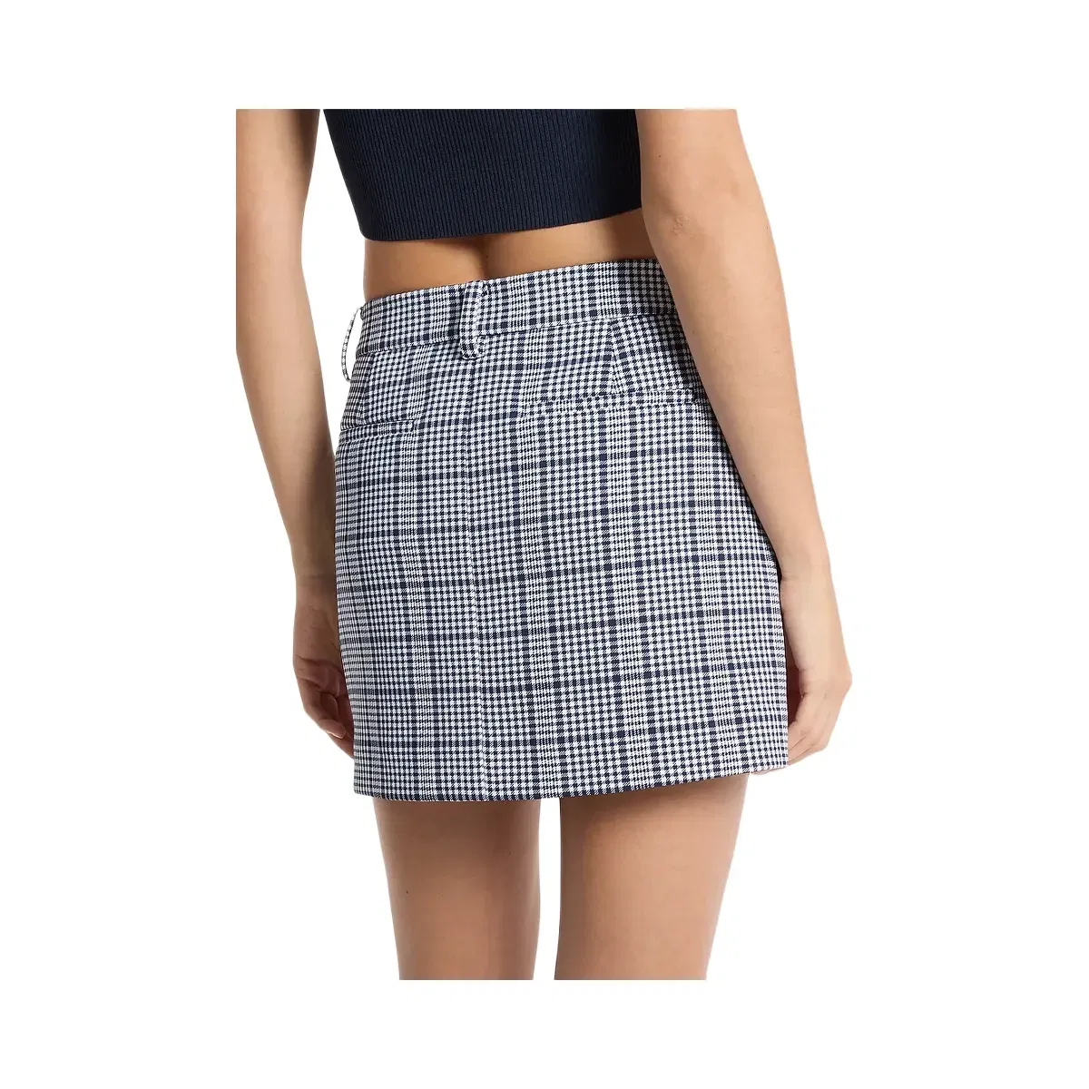 Michael Kors Plaid Stretch Crepe Trouser Mini Skirt Midnightblue