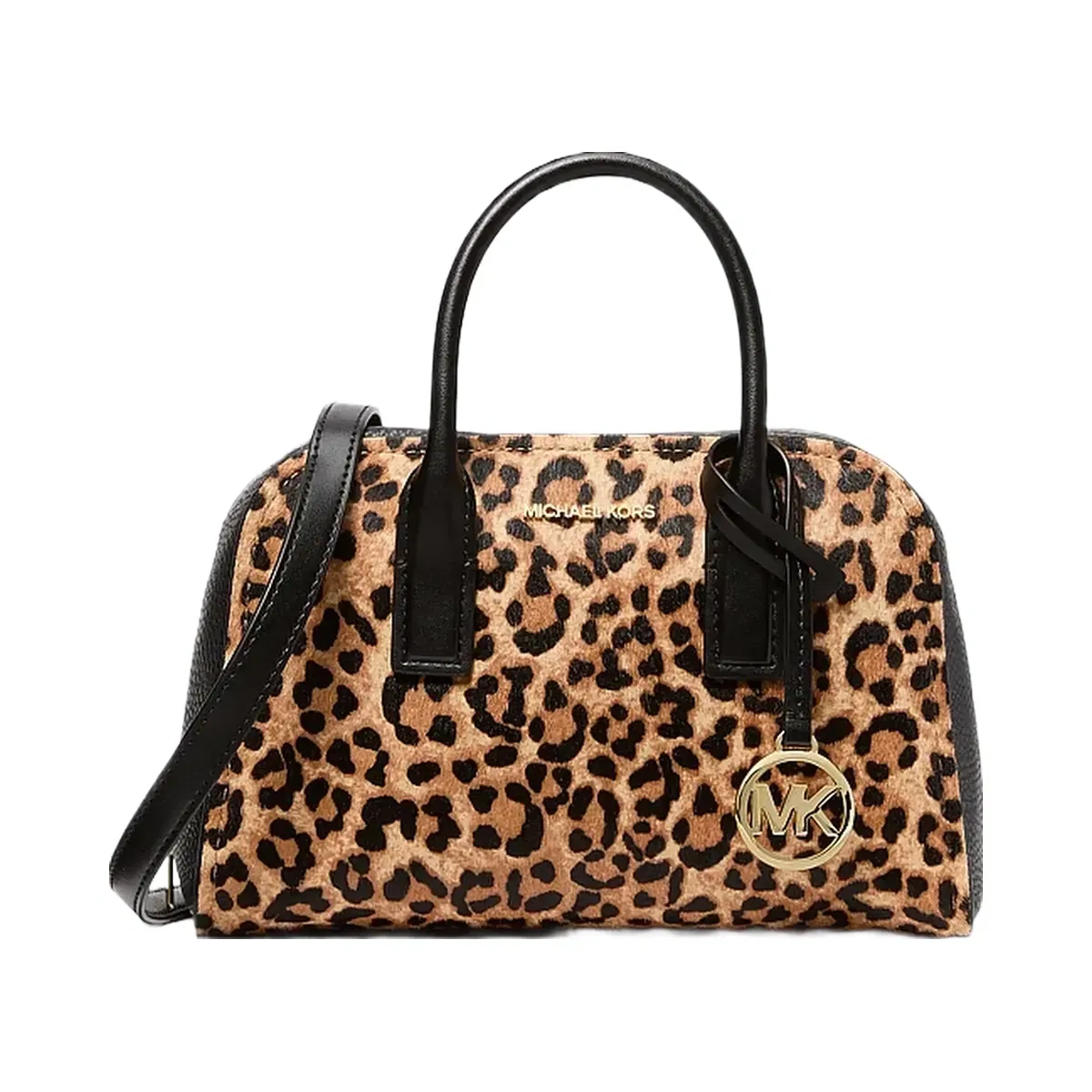 Michael Kors Ashton Small Leopard Print Calf Hair Messenger Bag Camel Mlt