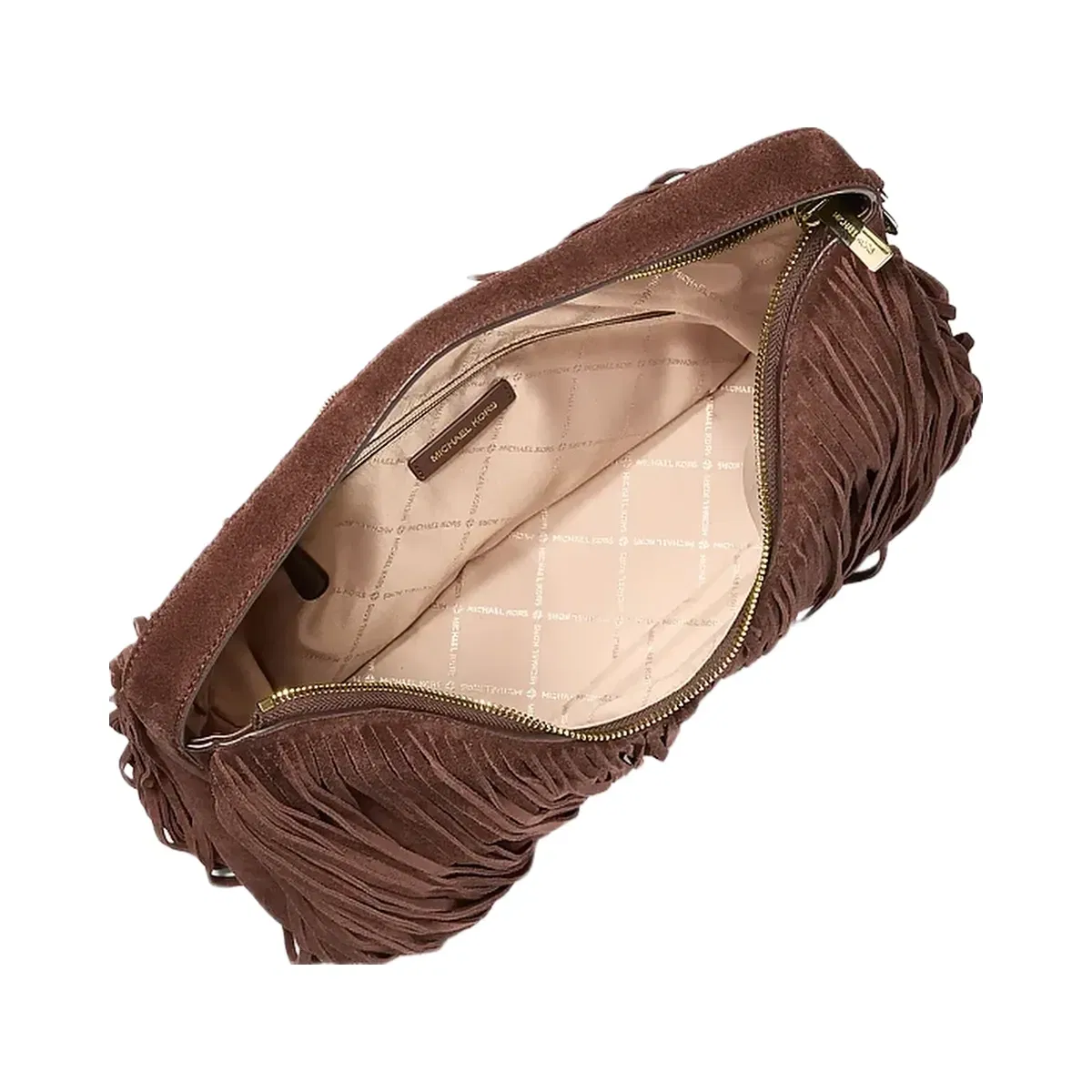 Michael Kors Nayla Medium Fringed Hobo Shoulder Bag Nutmeg