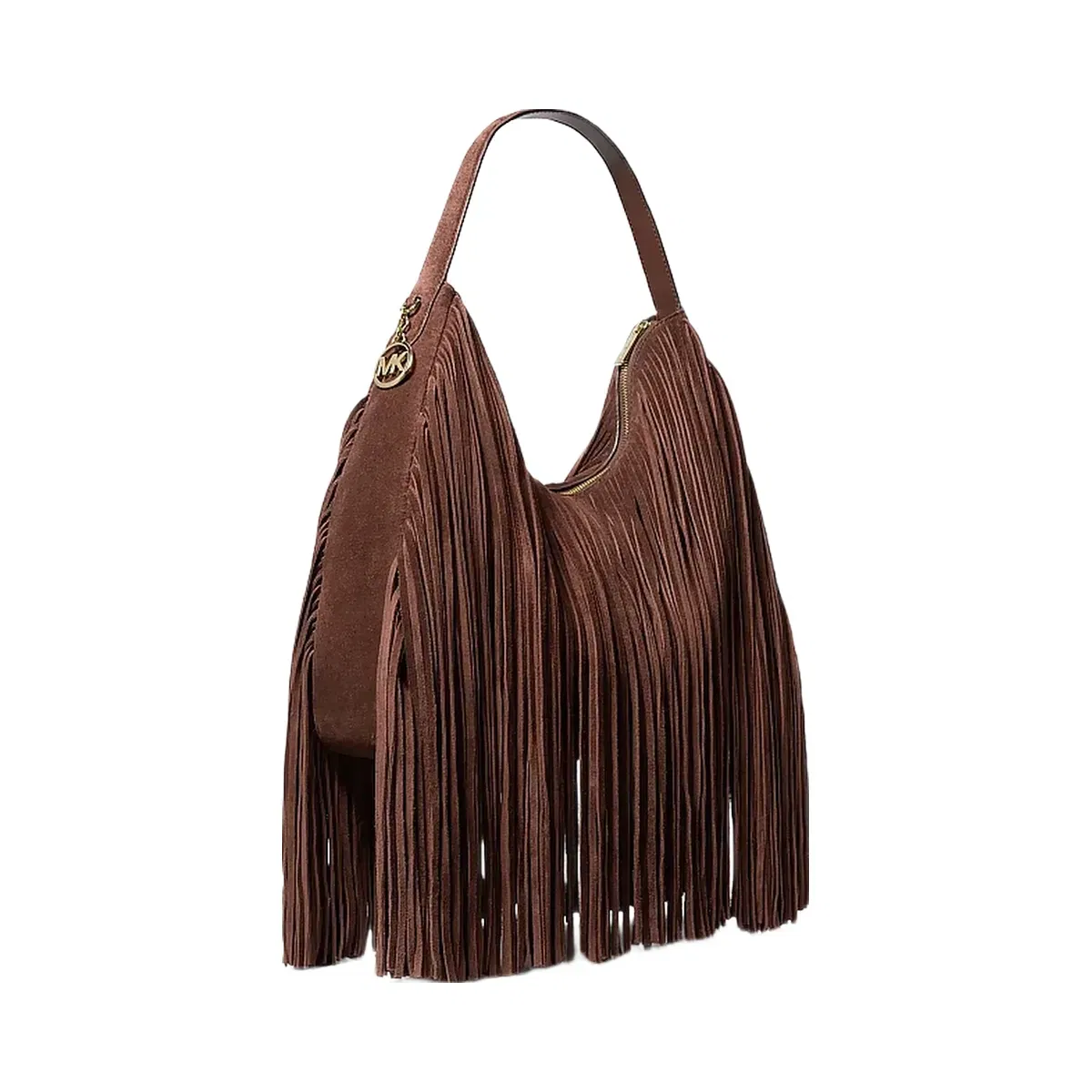 Michael Kors Nayla Medium Fringed Hobo Shoulder Bag Nutmeg