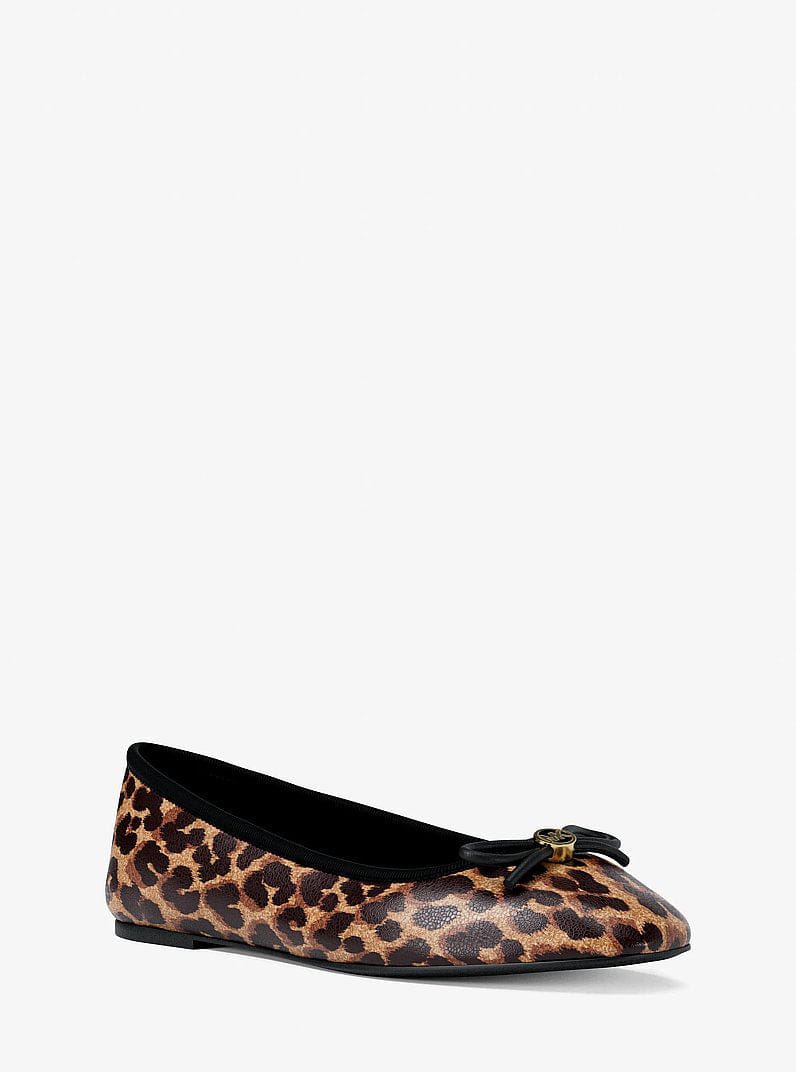 Michael Kors Savannah Leopard Print Ballet Flat Dk Camel Mlt