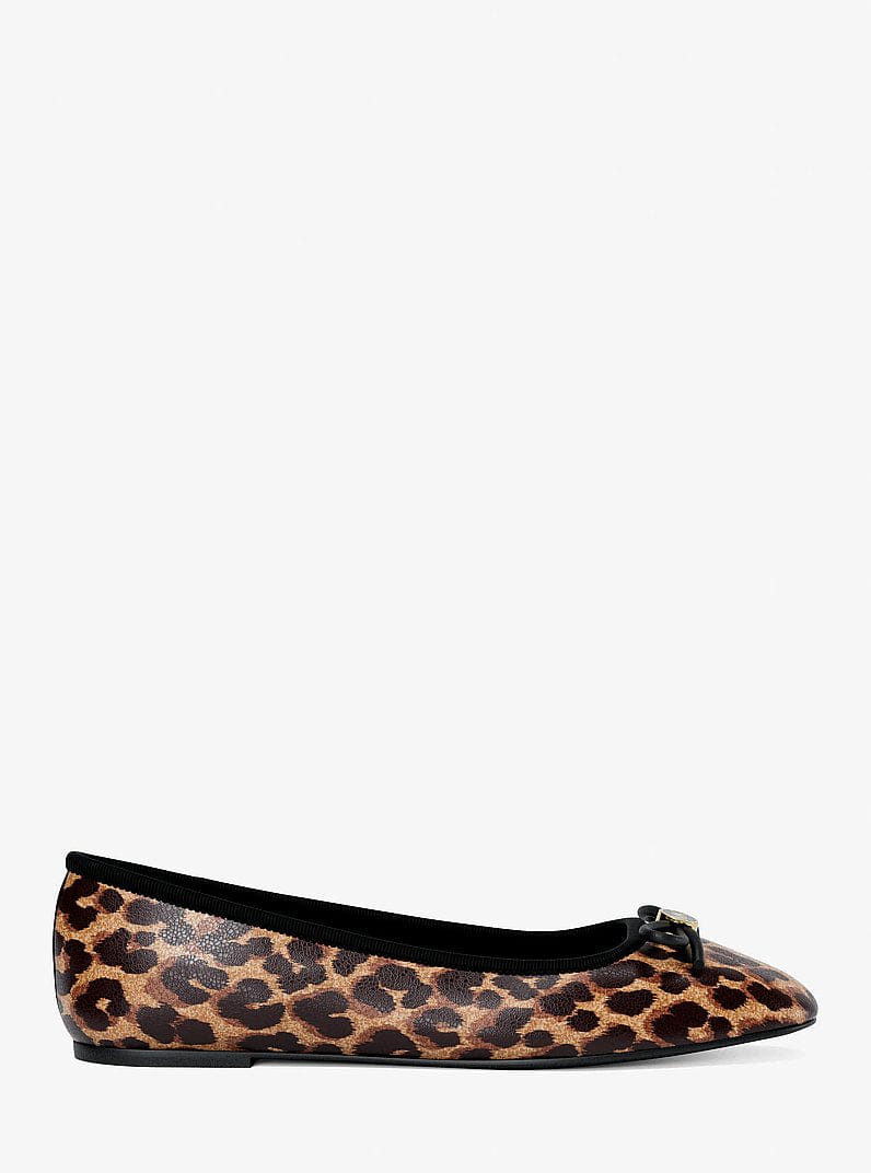 Michael Kors Savannah Leopard Print Ballet Flat Dk Camel Mlt