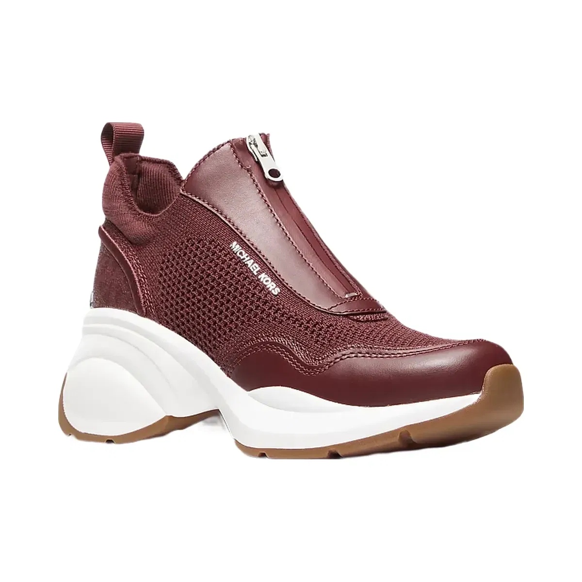 Michael Kors Zuma Mixed-Media Trainer Oxblood