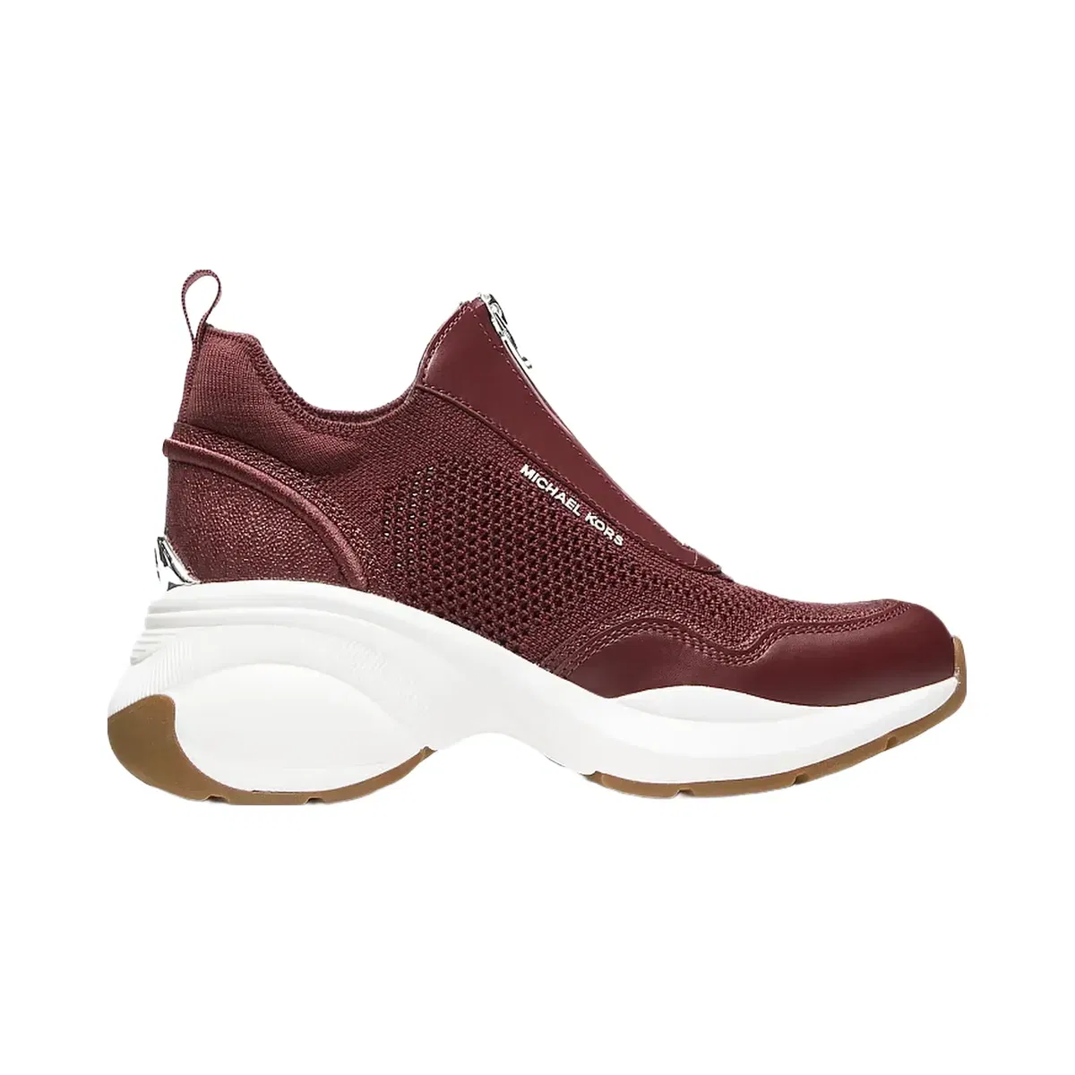 Michael Kors Zuma Mixed-Media Trainer Oxblood