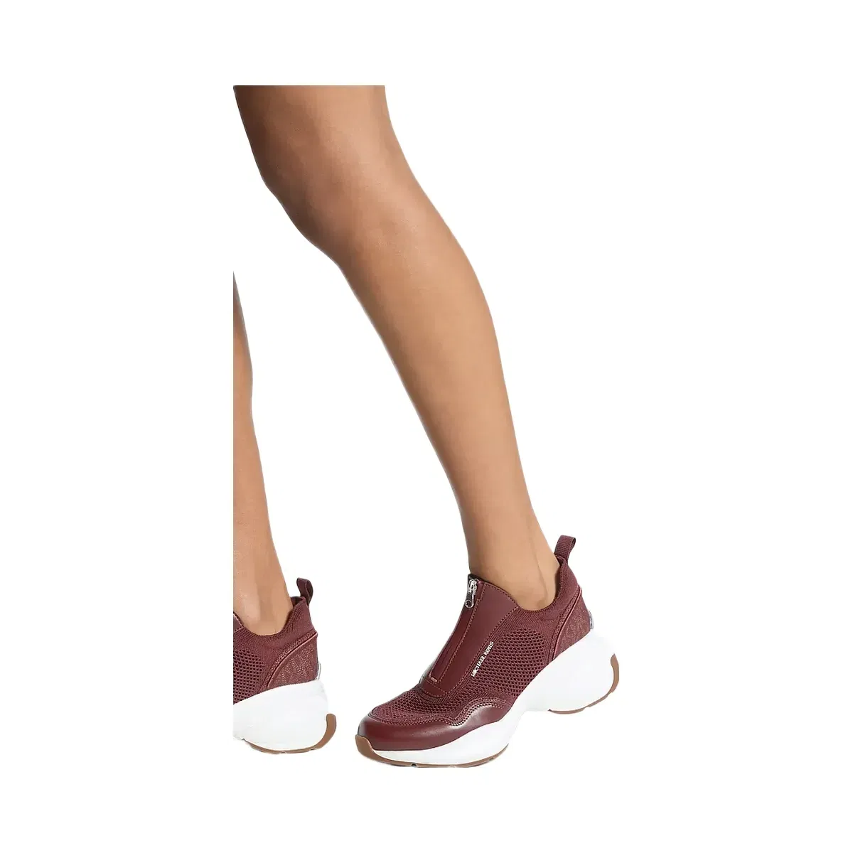 Michael Kors Zuma Mixed-Media Trainer Oxblood