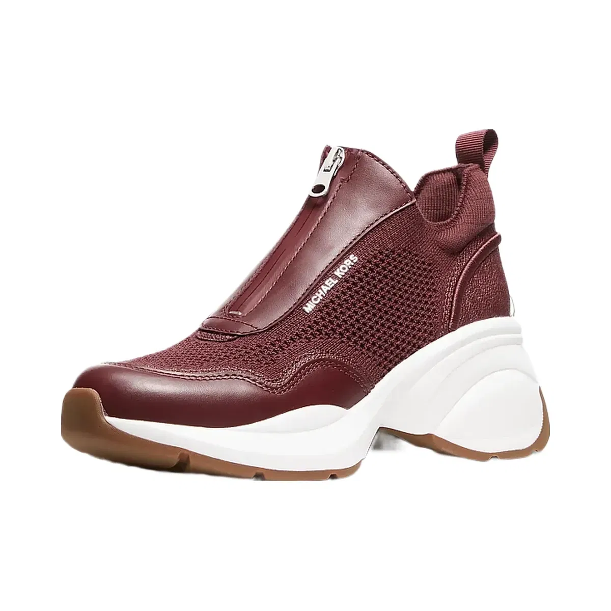Michael Kors Zuma Mixed-Media Trainer Oxblood