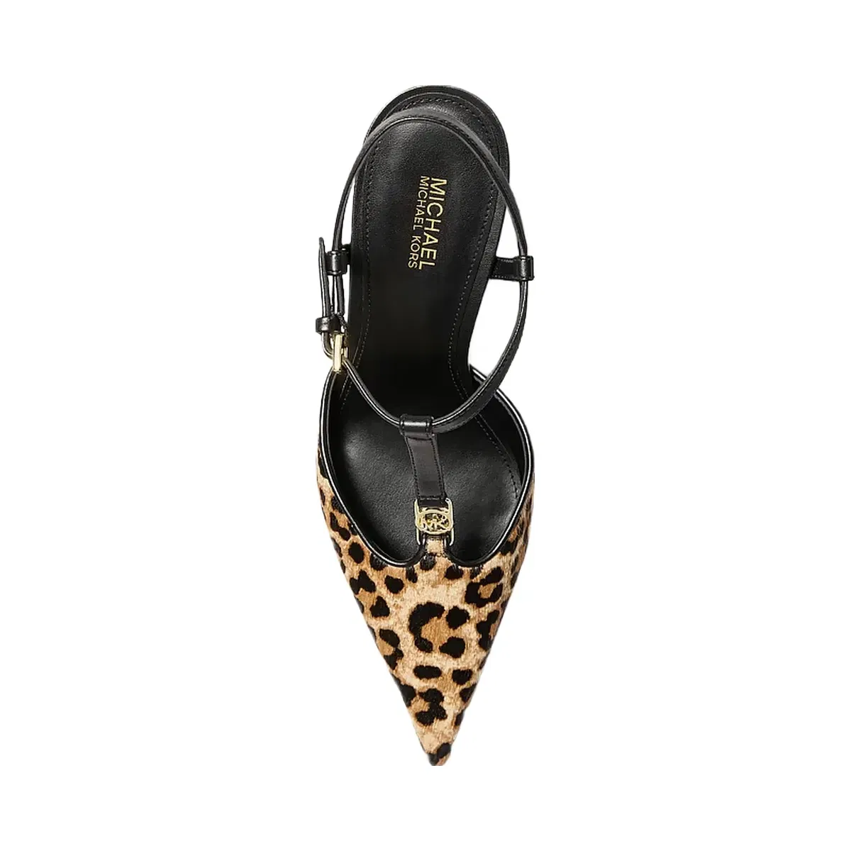 Michael Kors Nalia Leopard Print Calf Hair T-Strap Pump Dk Camel Mlt