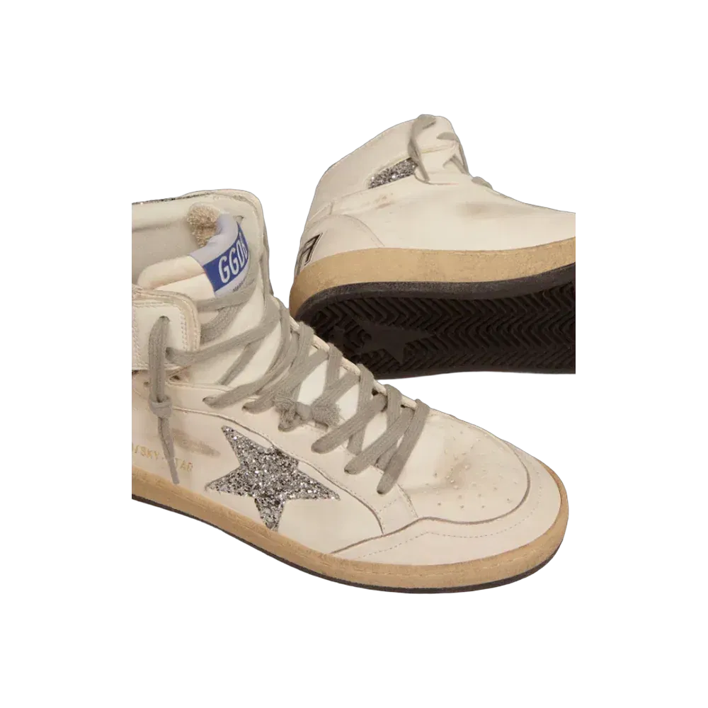 Golden Goose Sky-Star With Signature On The Ankle And Silver Inserts