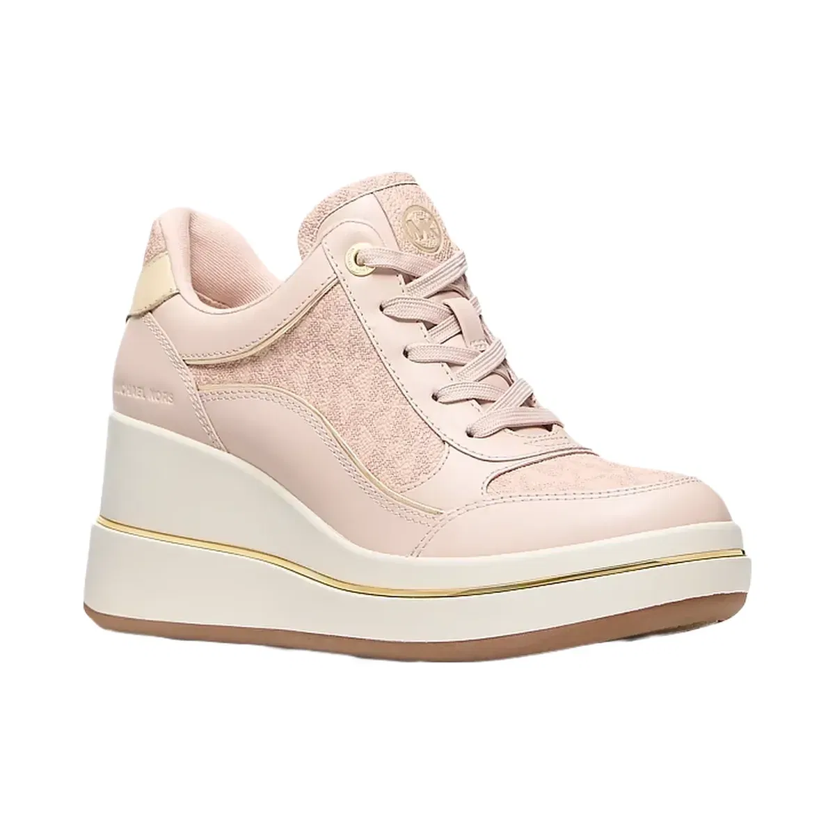 Michael Kors Emmy Signature Logo and Leather Wedge Trainer Soft Pink