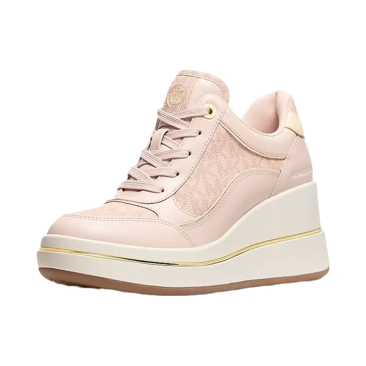 Michael Kors Emmy Signature Logo and Leather Wedge Trainer Soft Pink