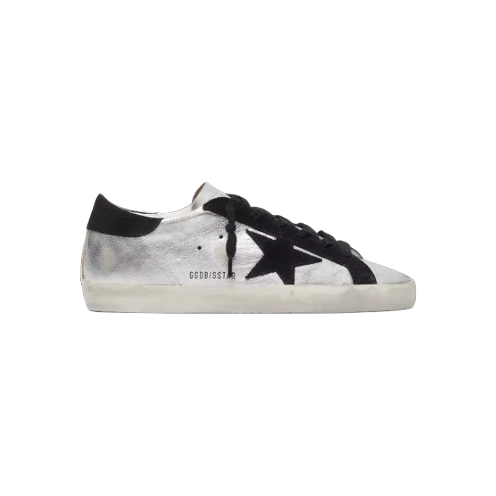 Golden Goose Super-Star In Silver Leather With Contrasting Inserts