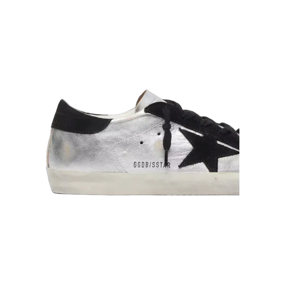 Golden Goose Super-Star In Silver Leather With Contrasting Inserts