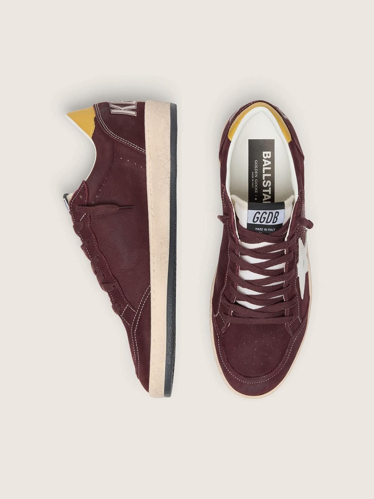 Golden Goose Mens Ball Star In Chocolate Nubuck With Leather Star And Heel Tab Mens