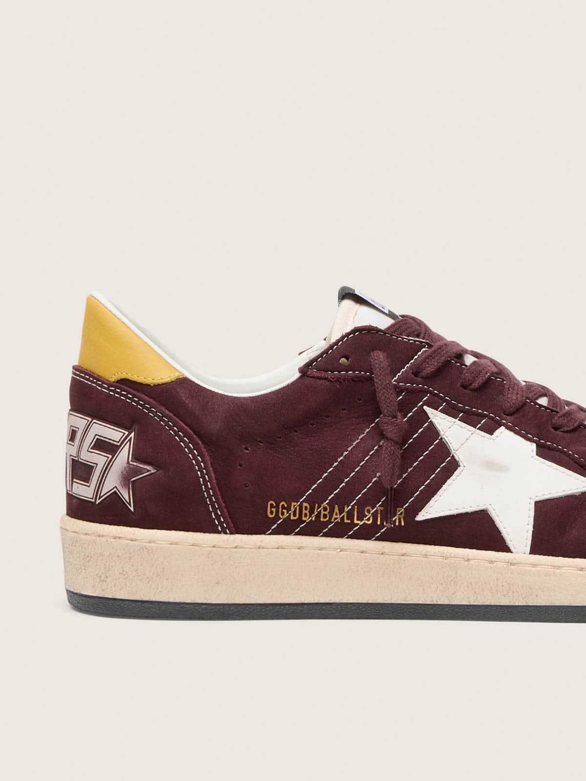 Golden Goose Mens Ball Star In Chocolate Nubuck With Leather Star And Heel Tab Mens