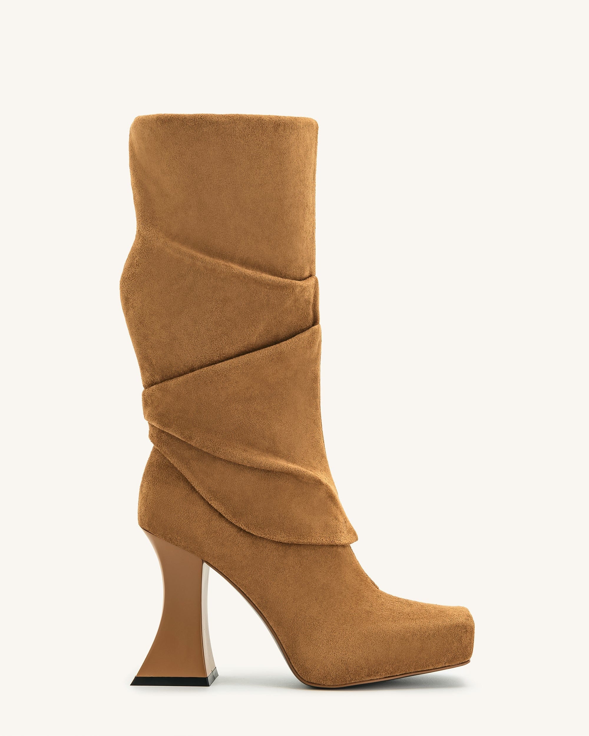 Jw Pei Reyna Square Toe Platform Knit Boots Brown