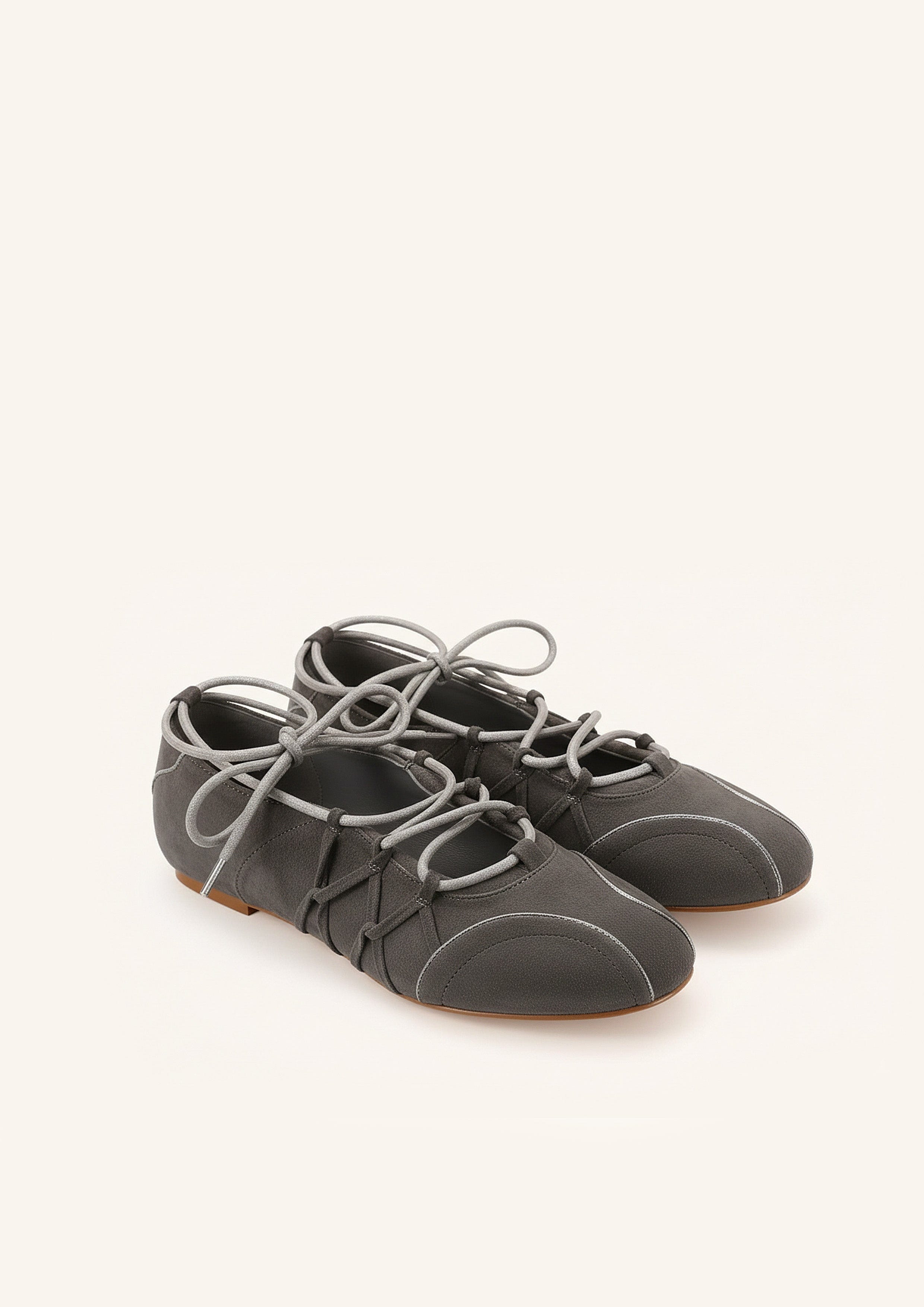 Jw Pei Iria Lace Up Ballet Flats Dark Grey