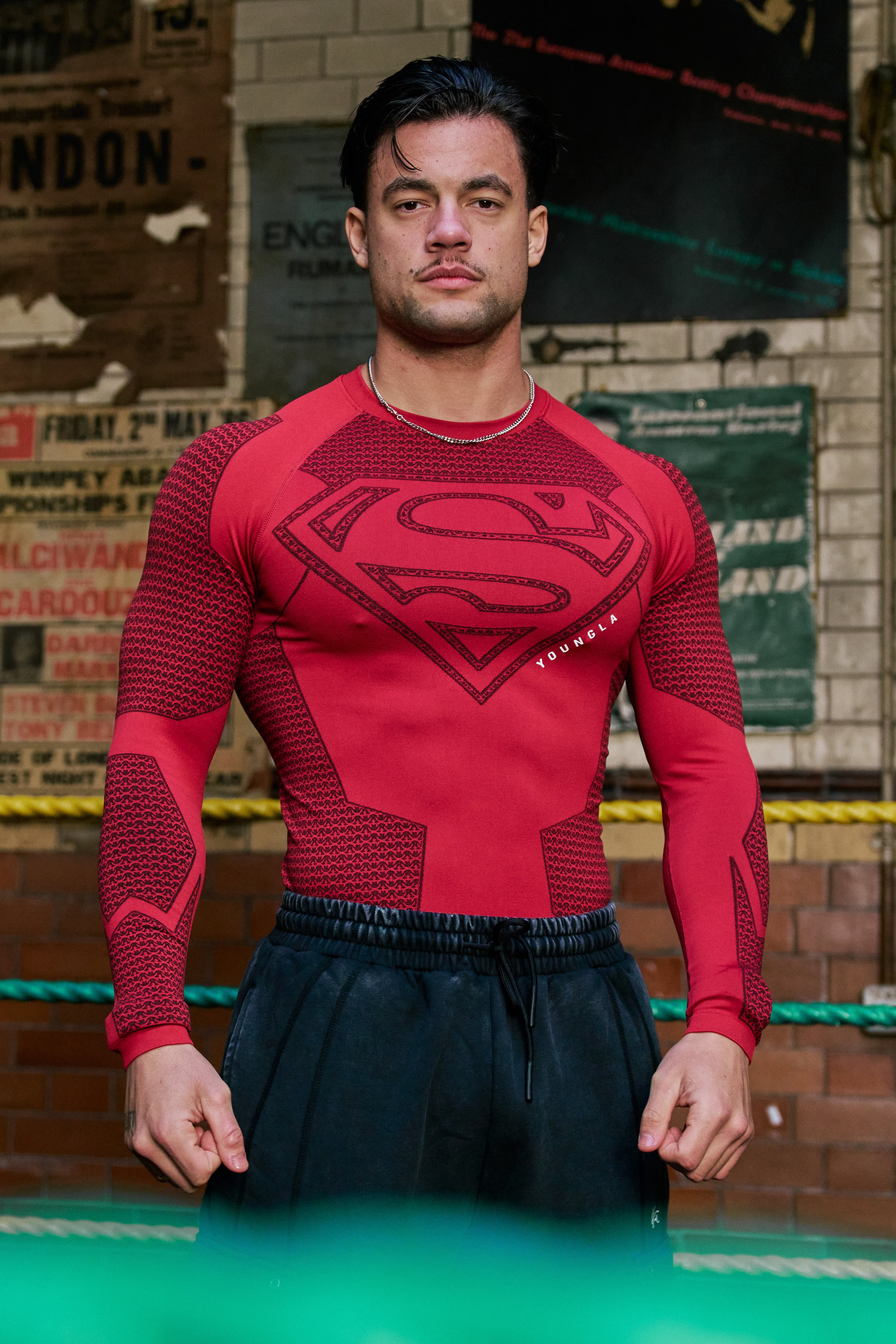 YoungLA 8066 Superman Compression Longsleeves Red