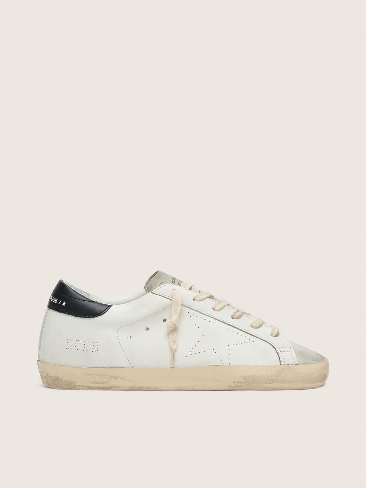 Golden Goose Mens Super-Star In White Leather With Perforated Star Mens