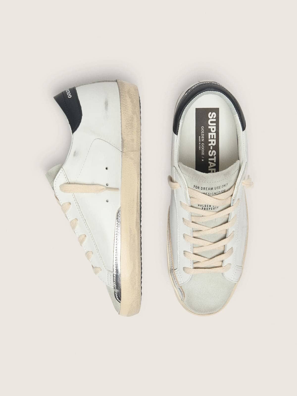 Golden Goose Mens Super-Star In White Leather With Perforated Star Mens