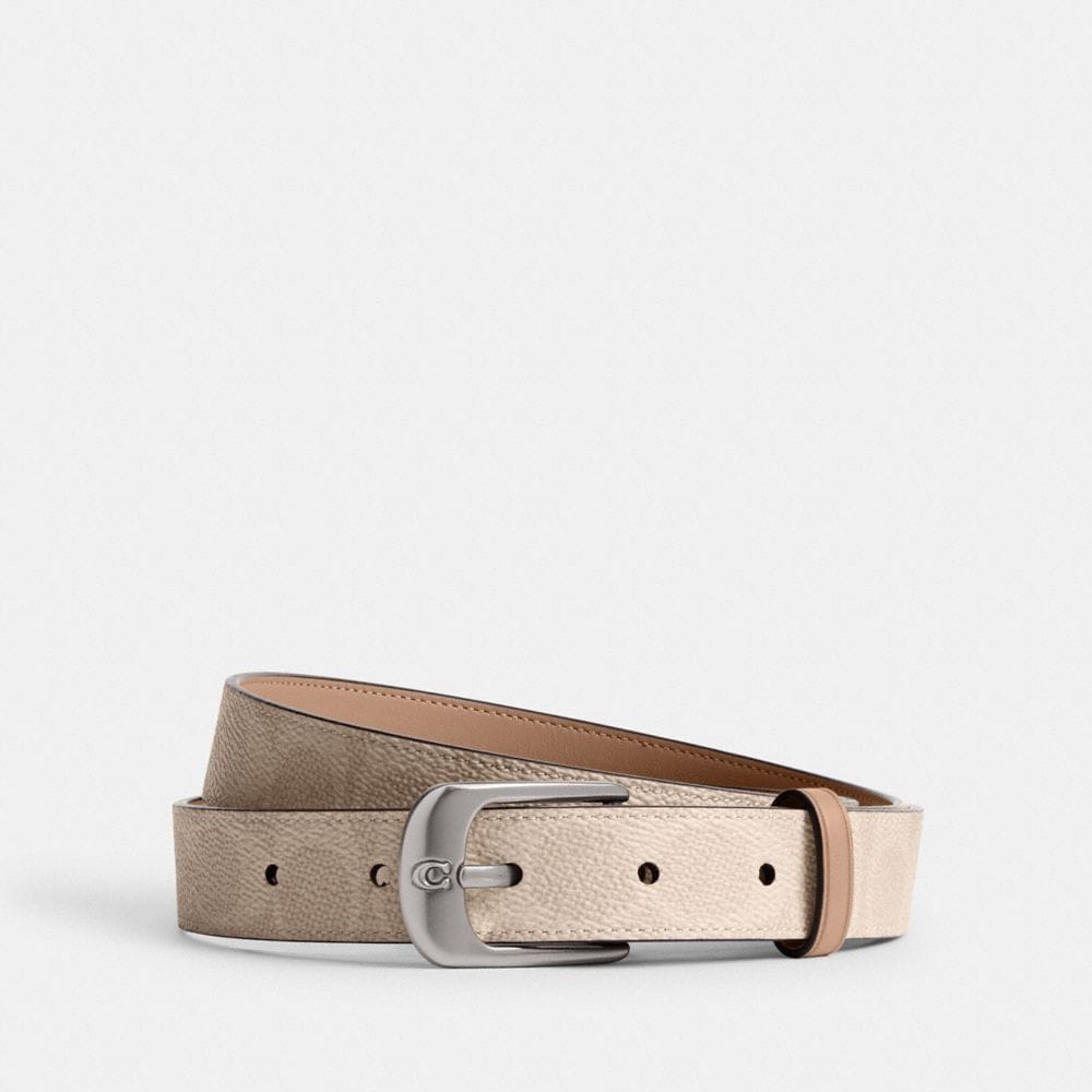 Coach C Harness Buckle Belt, 25 Mm Light Antique Nickel Sand Taupe