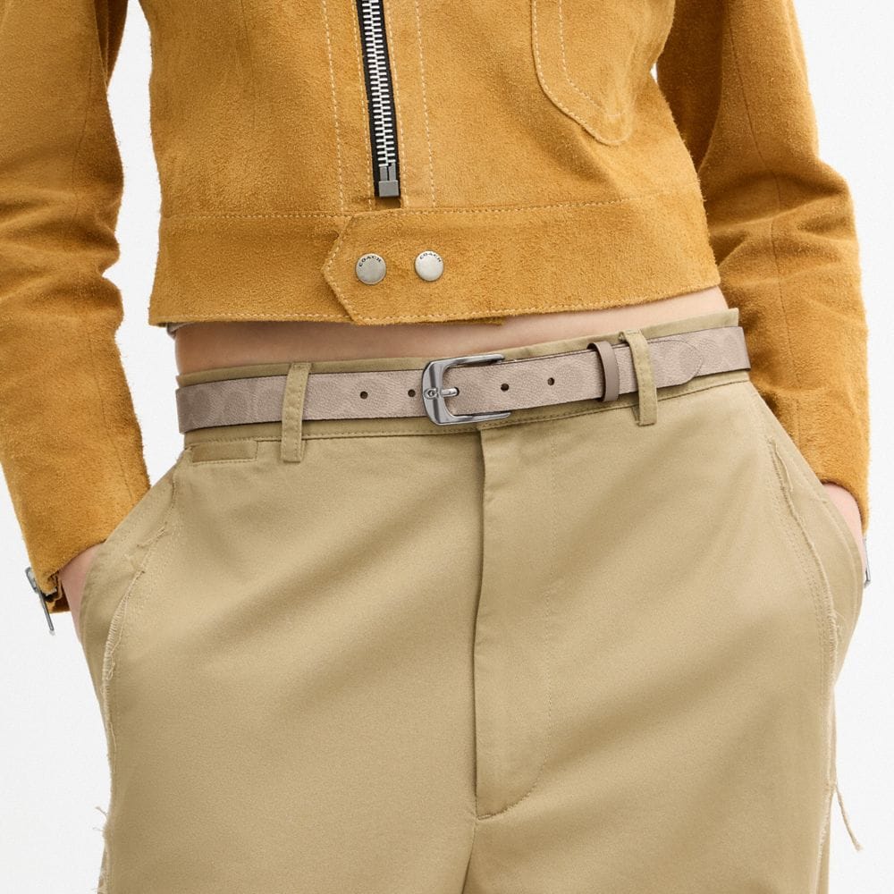 Coach C Harness Buckle Belt, 25 Mm Light Antique Nickel Sand Taupe