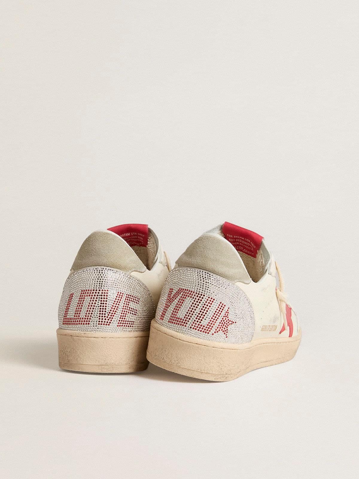 Golden Goose Valentines Day Womens Ball Star With Red Leather Star And Red Swarovski Lettering Womens