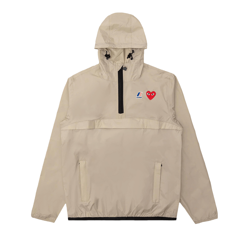 Comme des Garçons PLAY x K Way Half Zip Jacket Beige