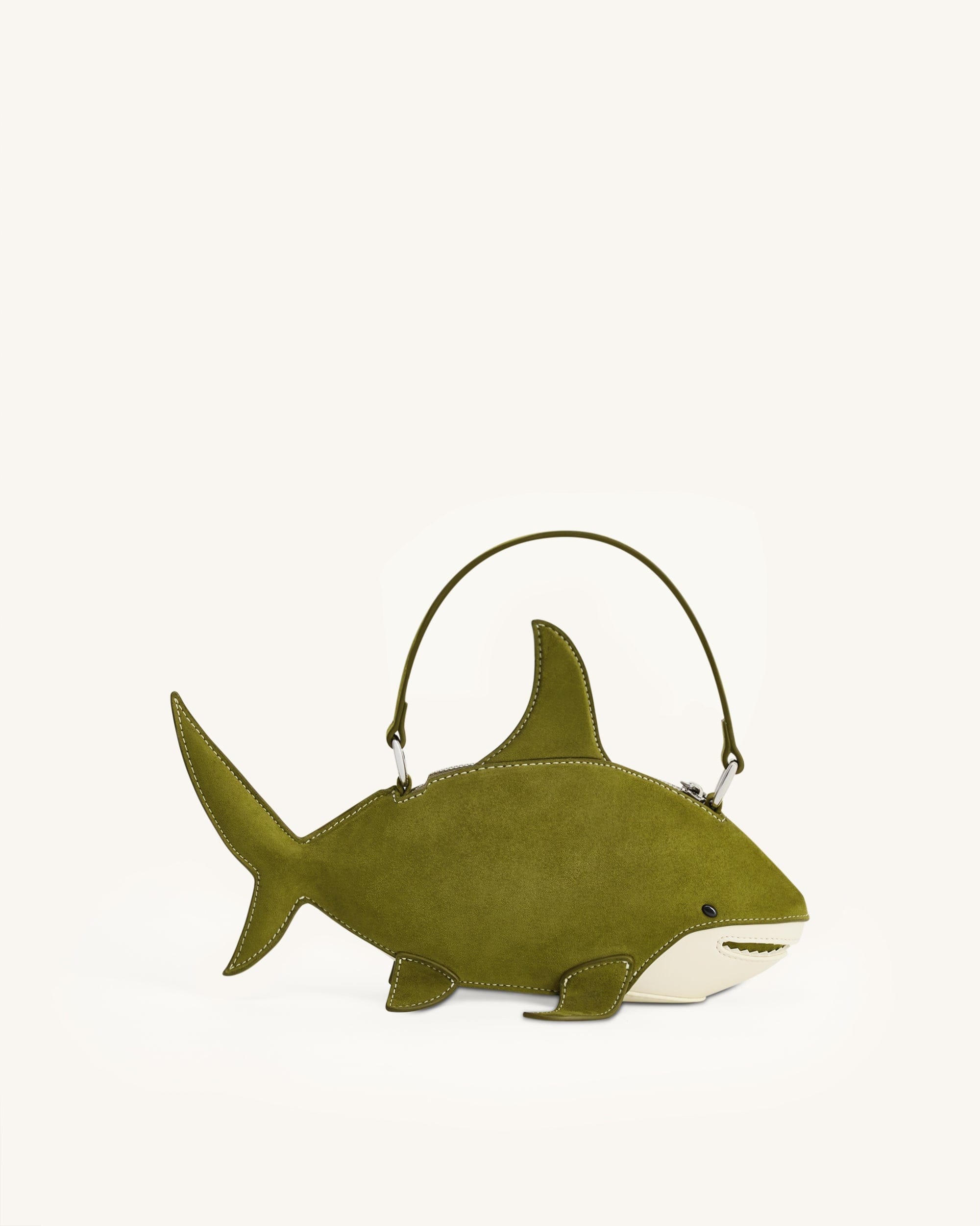 Jw Pei Nerys Faux Suede Shark Look Top Handle Bag Dark Olive