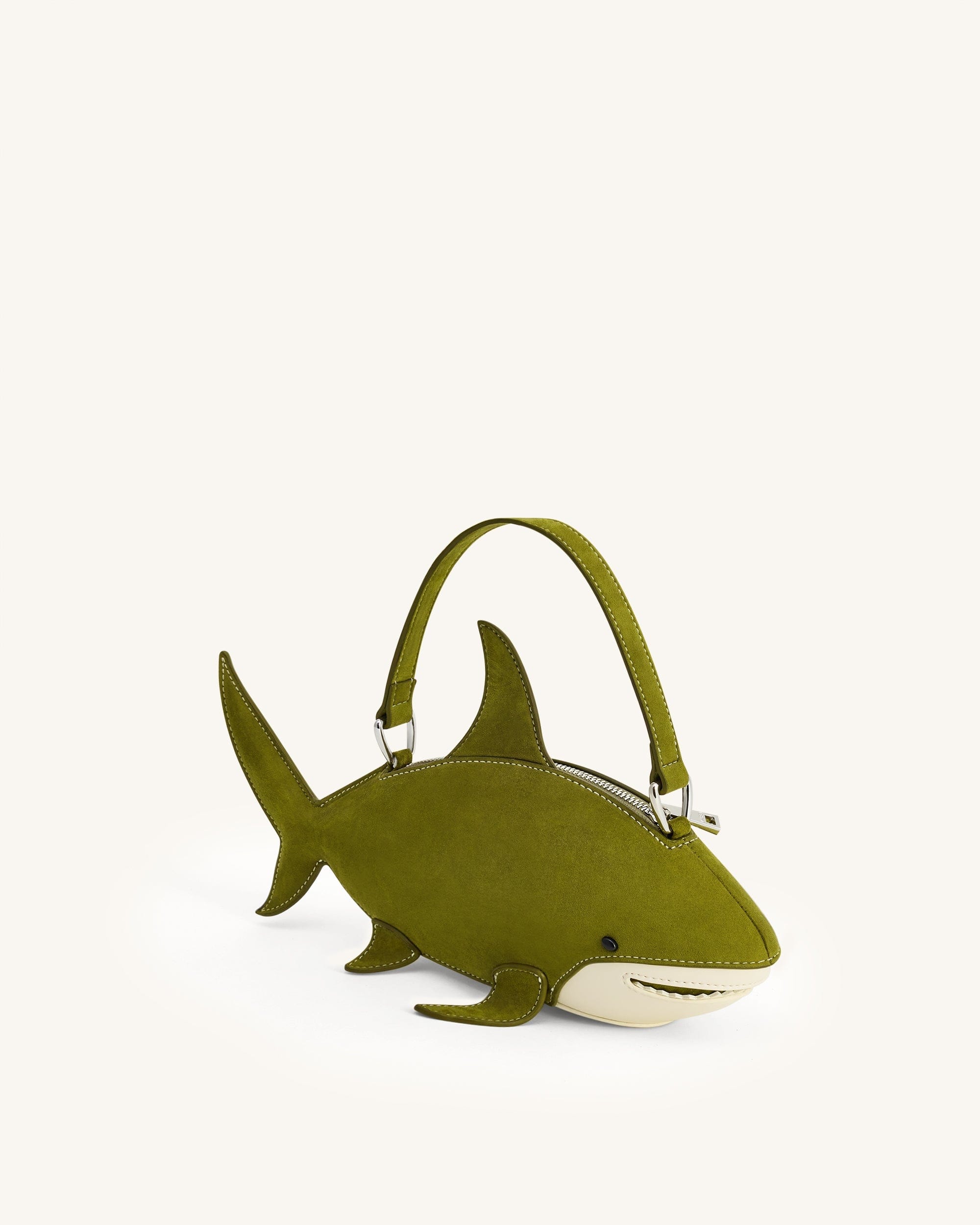 Jw Pei Nerys Faux Suede Shark Look Top Handle Bag Dark Olive