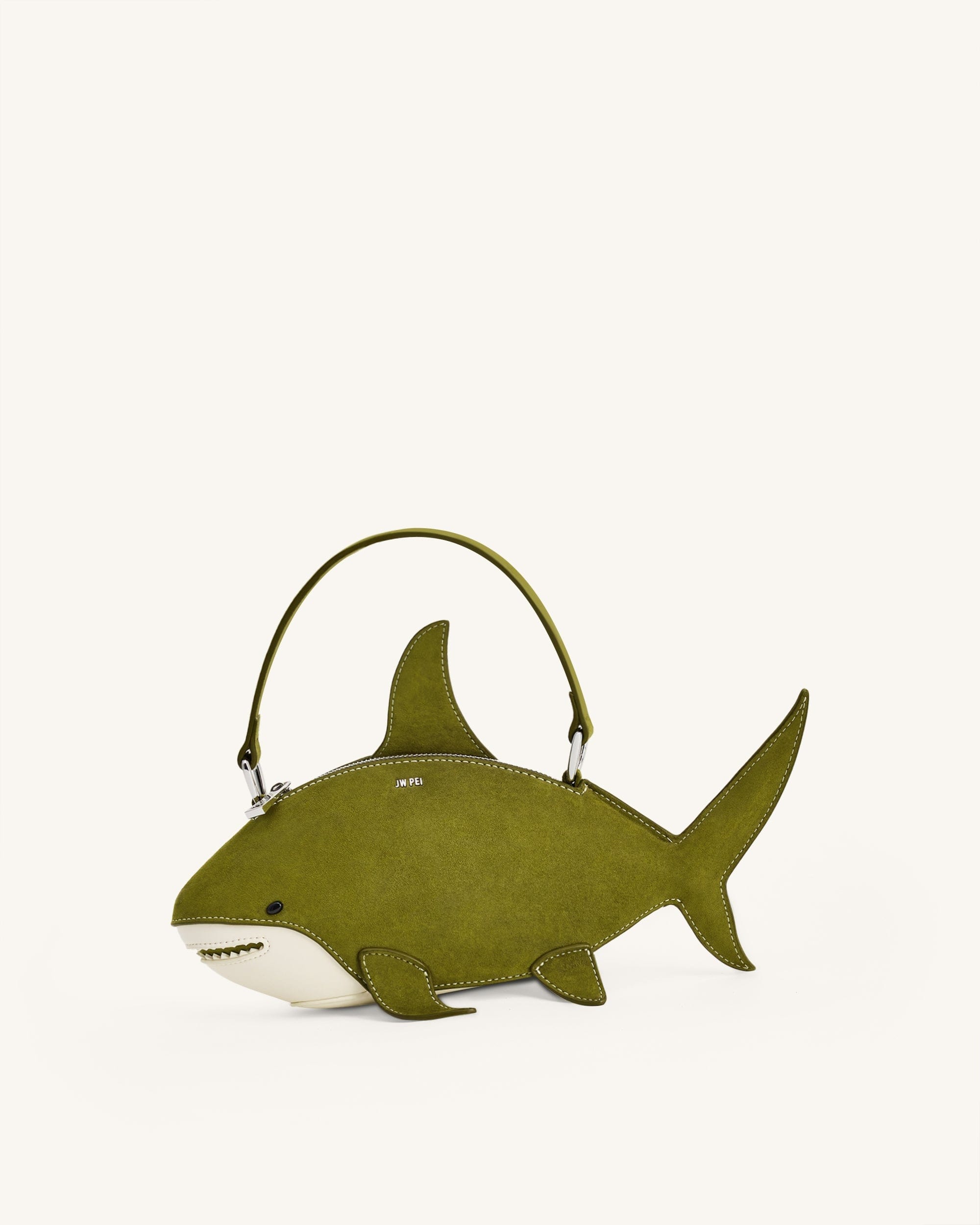Jw Pei Nerys Faux Suede Shark Look Top Handle Bag Dark Olive