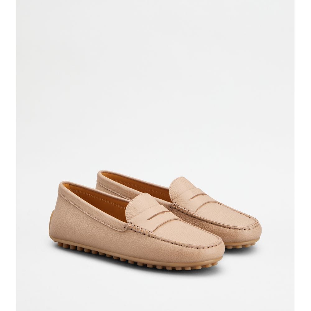 Tods City Gommino Loafers In Leather Pink Womens