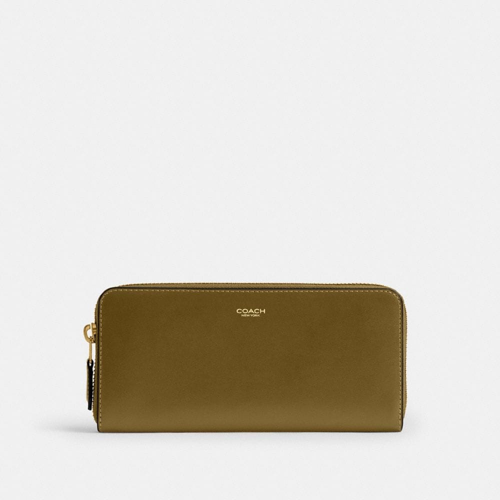 Coach New York Slim Accordion Zip Wallet Brass Muted Olive