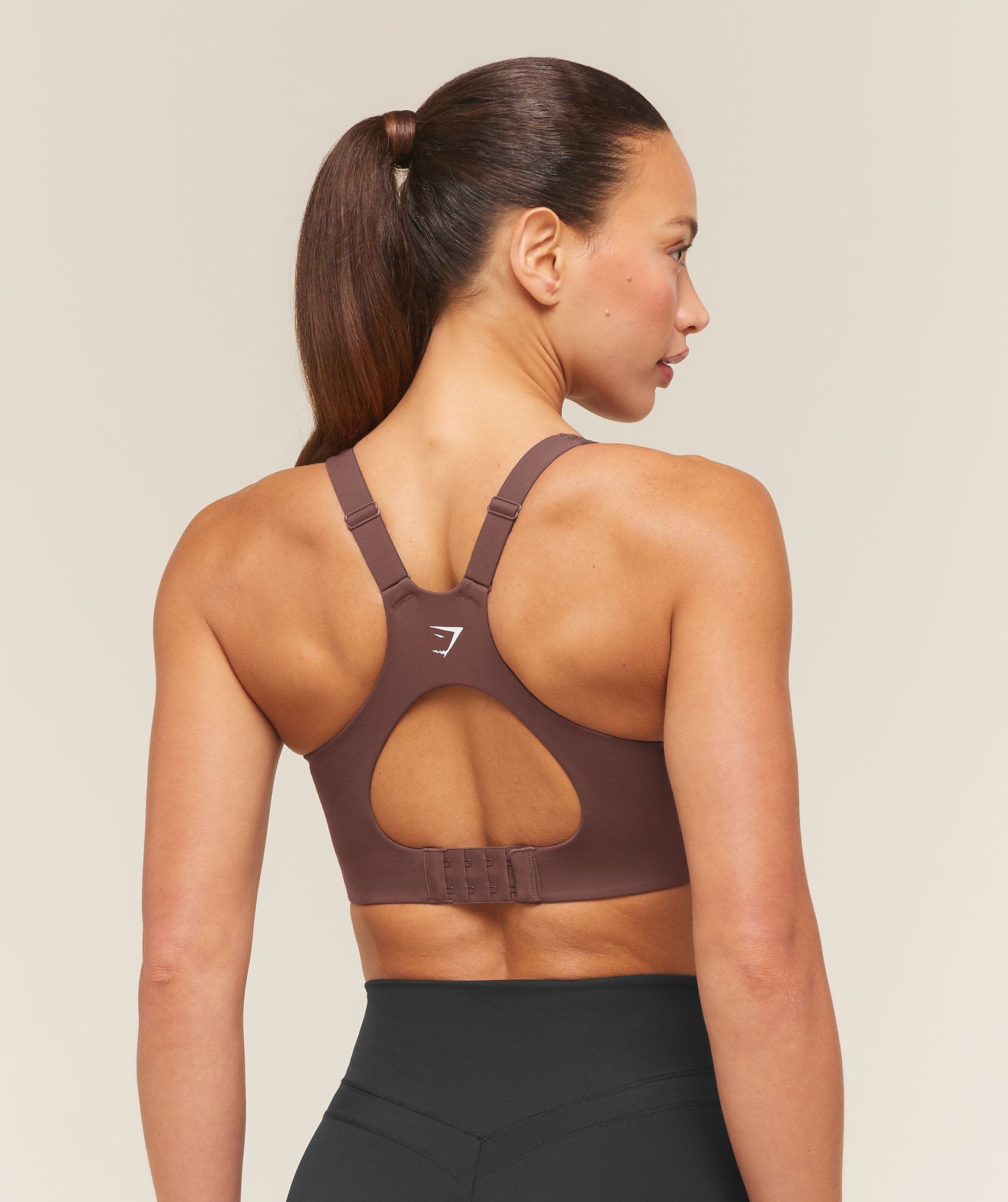 Women's Gymshark High Support V-Neck Sports Bra Espresso Brown