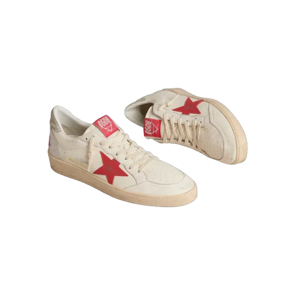 Golden Goose Ball Star With Red Leather Star And Red Swarovski Lettering