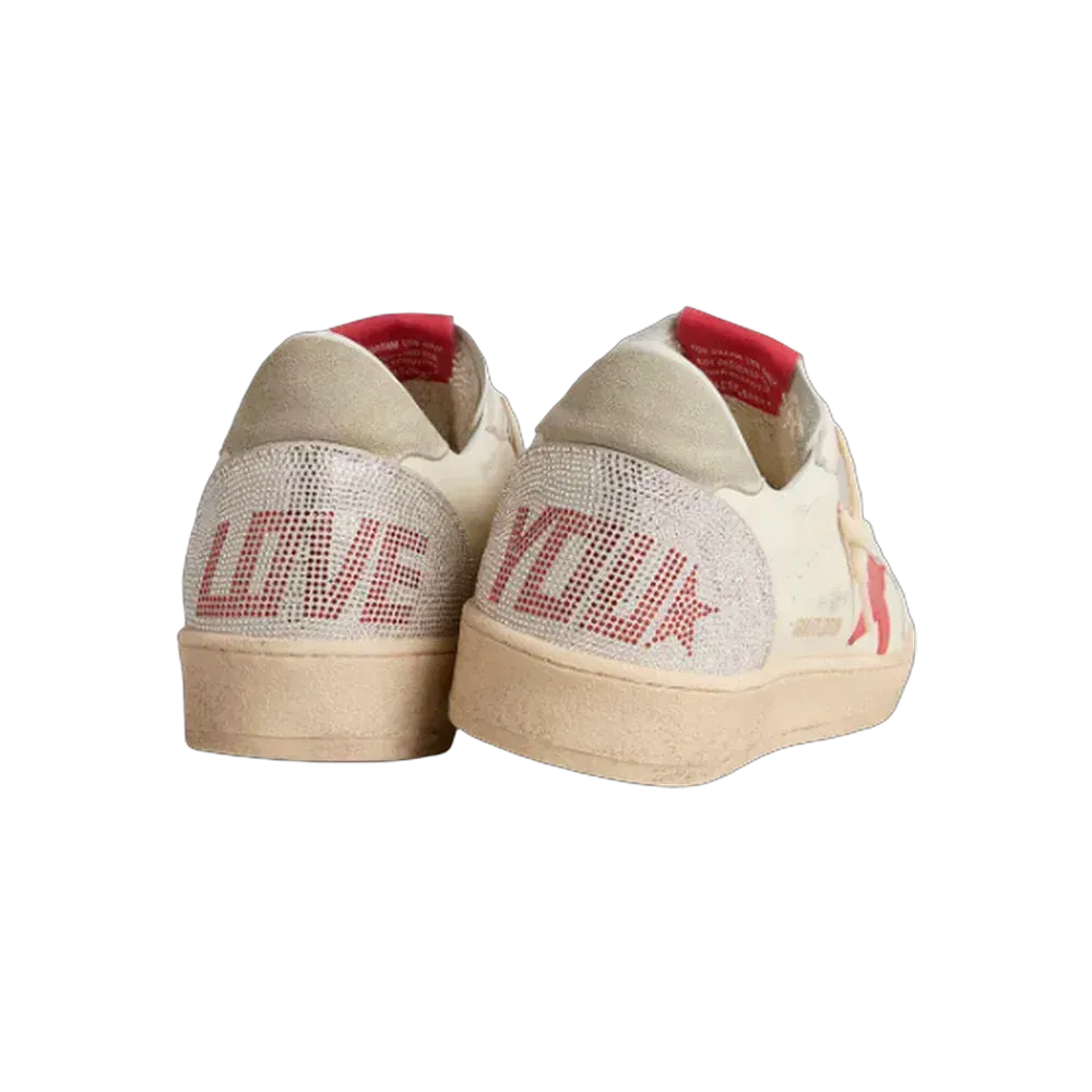 Golden Goose Ball Star With Red Leather Star And Red Swarovski Lettering