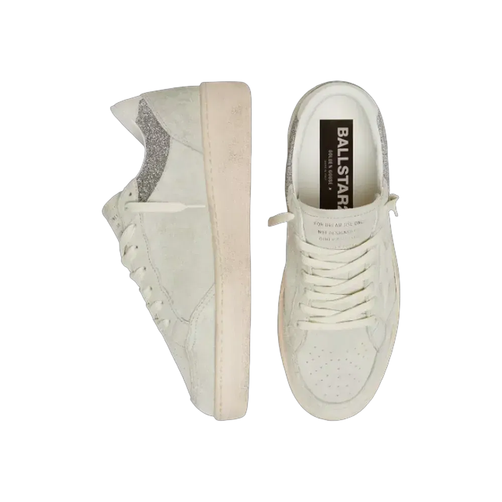 Golden Goose Ball Star In Light Gray Suede With Star And Glitter Inserts
