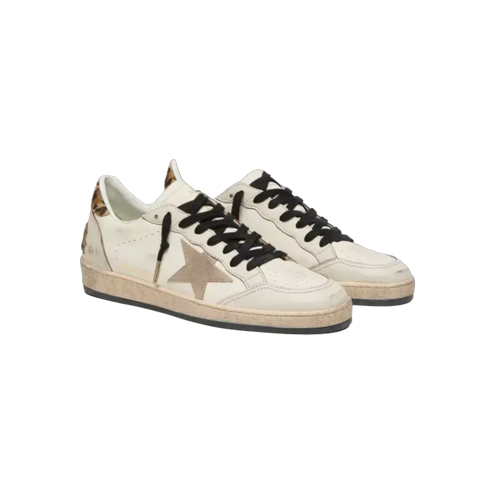 Golden Goose Ball Star Wishes With Suede Star And Leopard-Print Pony Skin Heel Tab