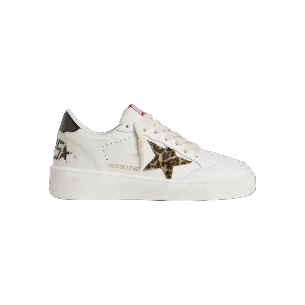 Golden Goose Ball Star With Leopard Pony Skin Star And Black Laminated Leather Heel Tab