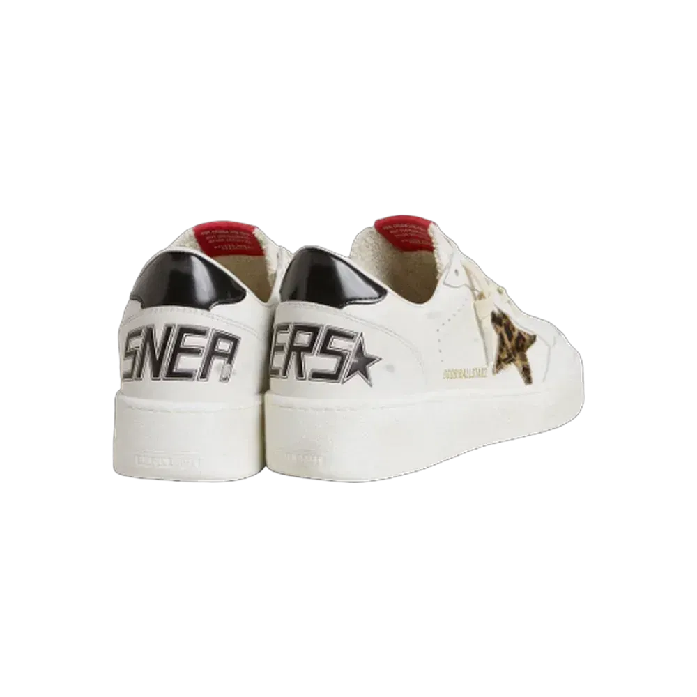 Golden Goose Ball Star With Leopard Pony Skin Star And Black Laminated Leather Heel Tab