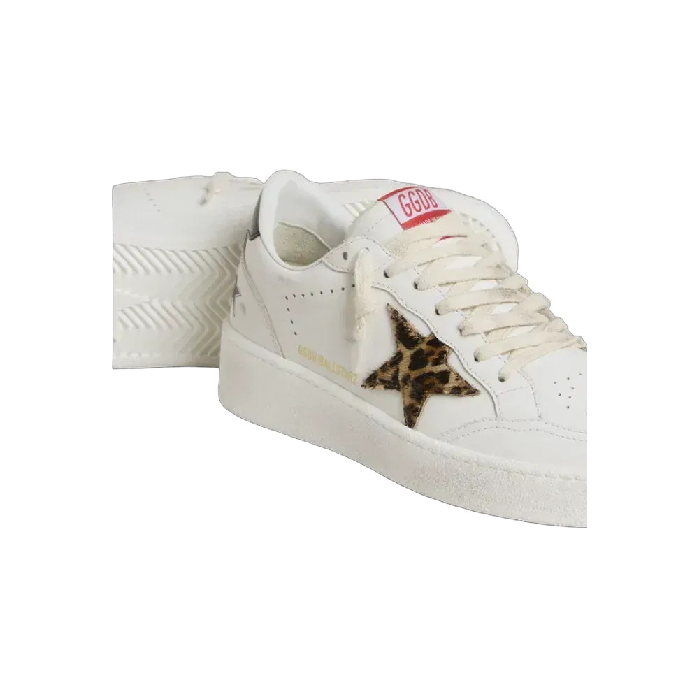 Golden Goose Ball Star With Leopard Pony Skin Star And Black Laminated Leather Heel Tab