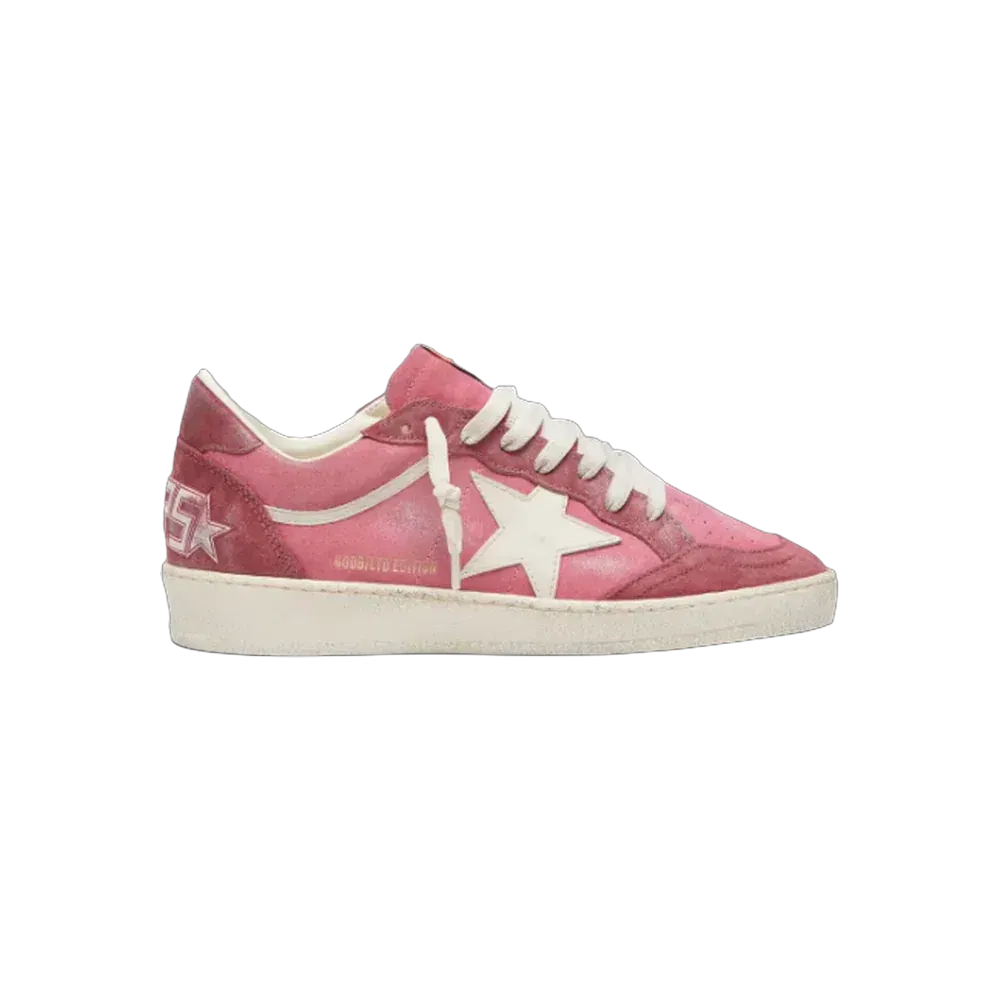 Golden Goose Ball Star LTD In Pink Suede With Cream Leather Star