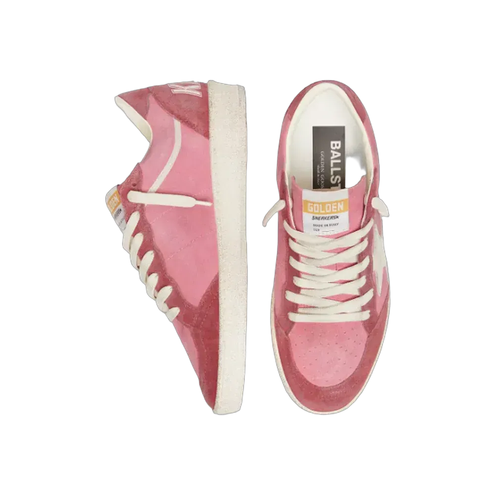 Golden Goose Ball Star LTD In Pink Suede With Cream Leather Star