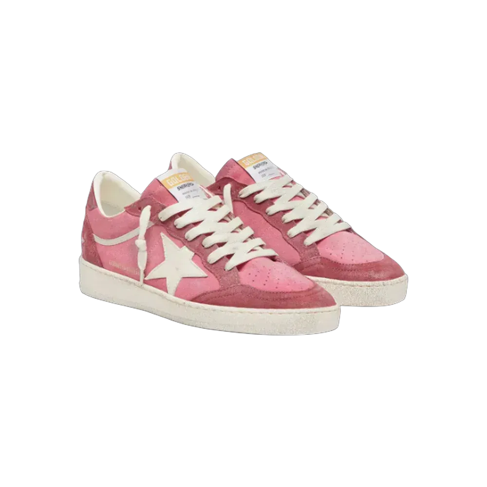 Golden Goose Ball Star LTD In Pink Suede With Cream Leather Star