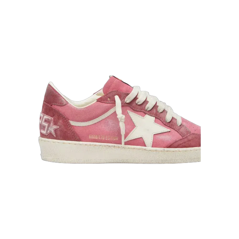Golden Goose Ball Star LTD In Pink Suede With Cream Leather Star