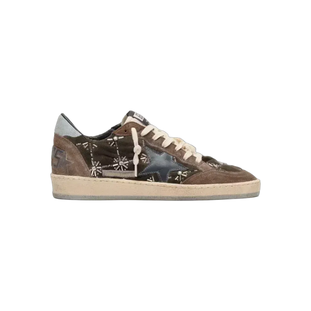 Golden Goose Ball Star LAB In Brown Matelassé Velvet With Rhinestones
